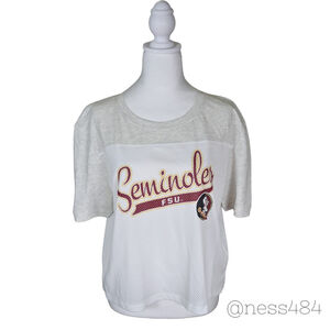 Rivalry Threads‎ FSU Seminoles Mesh Crop Top T Shirt Womens Size M Gray White